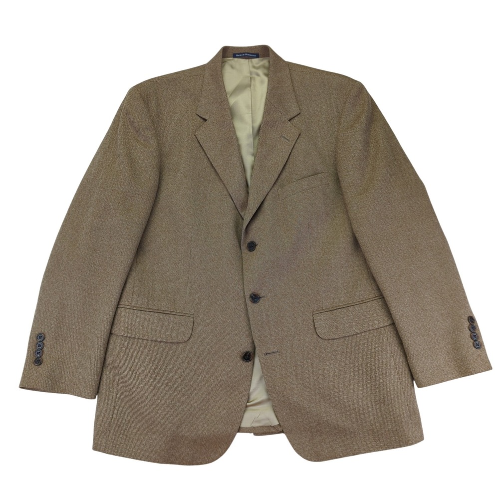 Lands End Mens 42R Brown Lambswool Blazer Sport Coat Jacket Academia Tweed‎